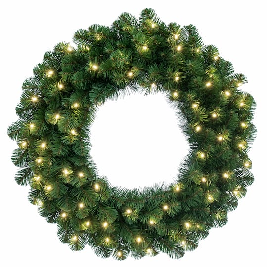30" Oregon Fir Christmas Wreath, Warm White LED Lights